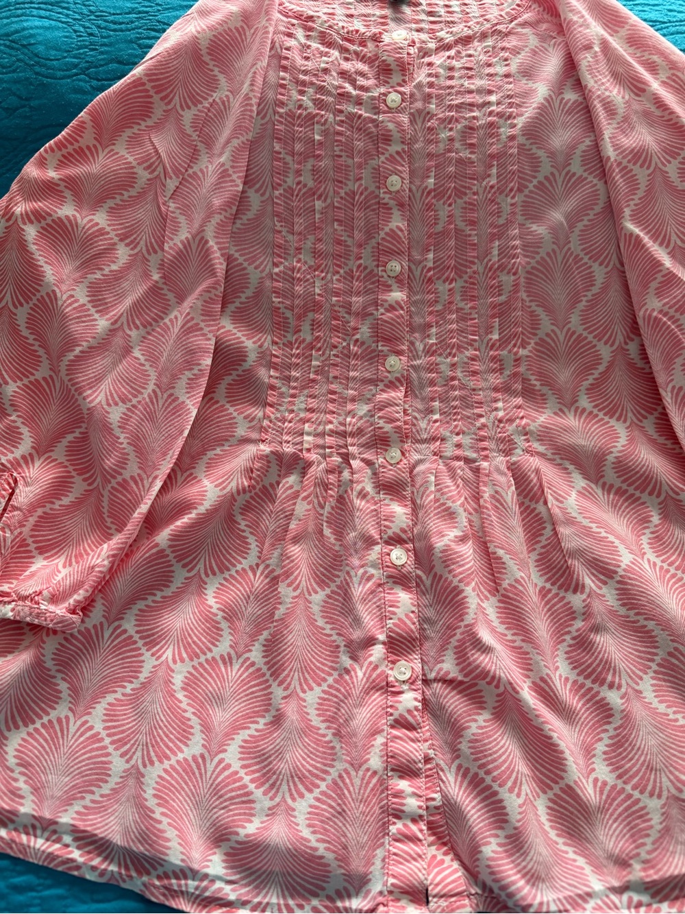 Talbots Pink and White Patterned Button-Front Tunic - Picture 5 of 13